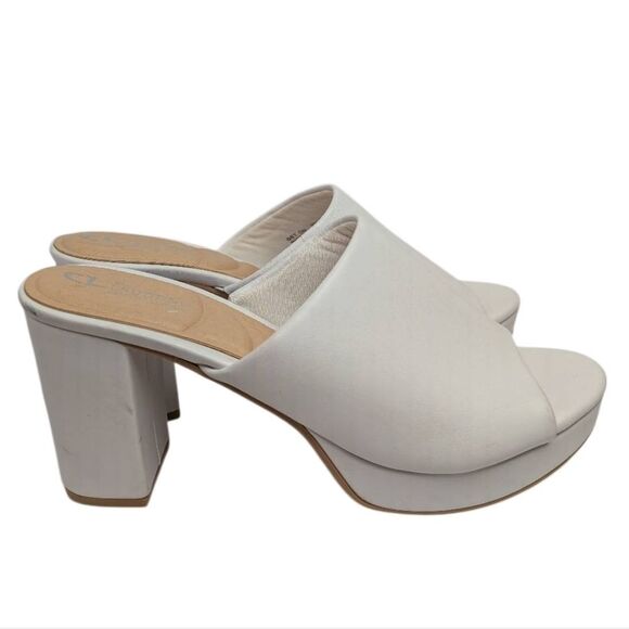Chinese Laundry White Get Platform Mule Chunky Block Heels Womens 11 - Picture 1 of 8